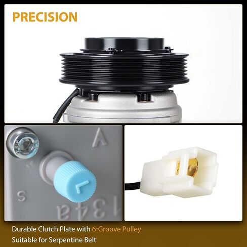 AC Compressor with Clutch Compatible with 1998-2003 Toyota Sienna 3.0L, 88320-08010 with 1-Pin Plug in Kuwait