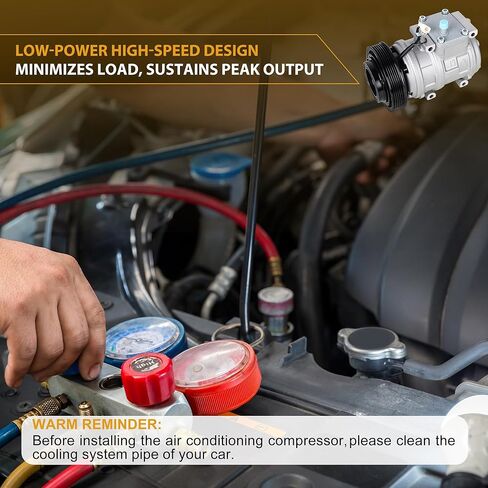 AC Compressor with Clutch Compatible with 1998-2003 Toyota Sienna 3.0L, 88320-08010 with 1-Pin Plug in Kuwait