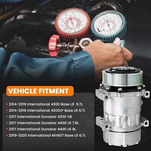 ضاغط تيار متردد 4034409C4 متوافق مع 2014-2019 International Durastar 4300 4400 4300LP MV607، ضاغط تكييف الهواء يستبدل 4034409C1 4034409C2 4034409C3 QP1934 in Saudi Arabia