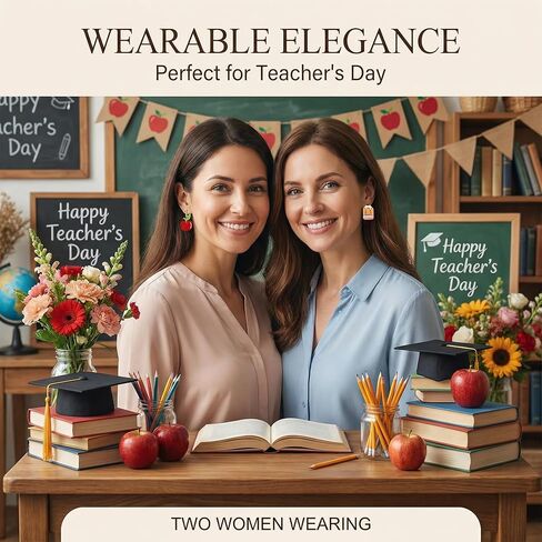 Teacher's Earrings for Women - Cute Apple & Pencil Lightweight Acrylic Stud Earrings for Teacher Appreciation Day Birthday Gifts in Kuwait