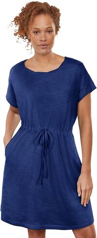 ellos Plus Size Cotton Jersey Knit Cinched-Waist Drawstring Midi Dress in Saudi Arabia