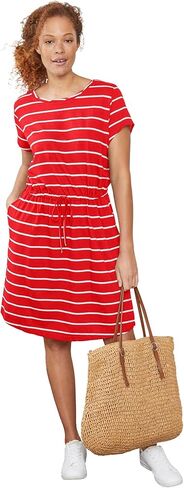 ellos Plus Size Cotton Jersey Knit Cinched-Waist Drawstring Midi Dress in Saudi Arabia