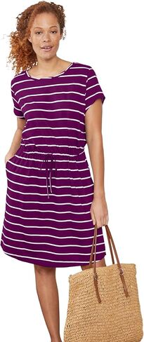 ellos Plus Size Cotton Jersey Knit Cinched-Waist Drawstring Midi Dress in Saudi Arabia