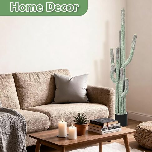 tonchean 51 Inch Artificial Cactus, Large Indoor Faux Cactus Plant with Realistic Texture & Black Pot, Fake Cactus Decor for Home Office Living Room Bedroom in Saudi Arabia