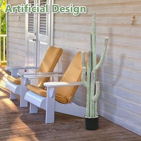 tonchean 51 Inch Artificial Cactus, Large Indoor Faux Cactus Plant with Realistic Texture & Black Pot, Fake Cactus Decor for Home Office Living Room Bedroom in Saudi Arabia