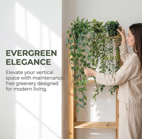 Artificial Hanging Plants, 3 Pack Faux Eucalyptus Mandala Vine Pea Pod Potted Greenery, UV Resistant Waterproof for Indoor Outdoor Garden Wall Wedding Decor in Saudi Arabia
