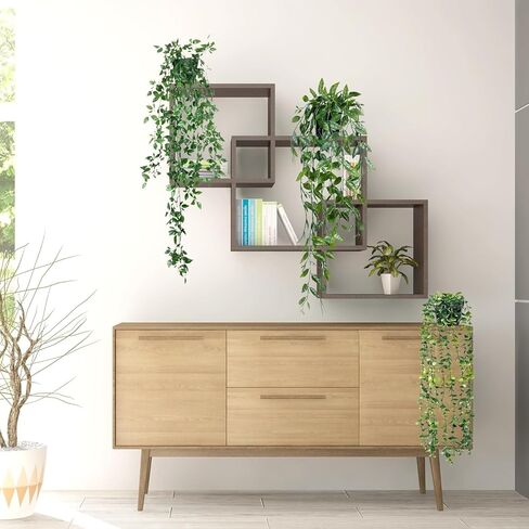 Artificial Hanging Plants, 3 Pack Faux Eucalyptus Mandala Vine Pea Pod Potted Greenery, UV Resistant Waterproof for Indoor Outdoor Garden Wall Wedding Decor in Saudi Arabia