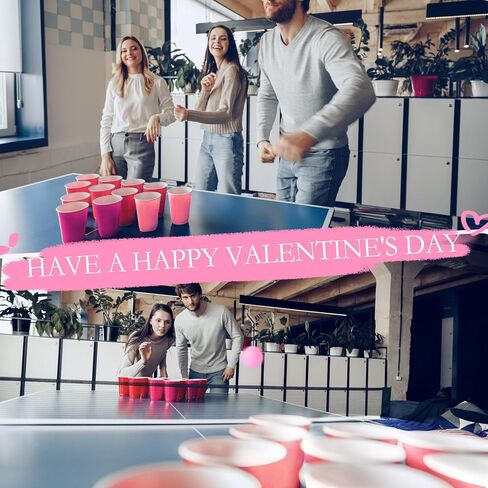 22PCS 16 Oz Pong Plastic Party Cups Valentine's Day Pong Set,Chroma Pong Cups and Pink,red Balls for Valentine's Day Indoor Outdoor Party Supplies Favors(Valentine Colors) in Kuwait