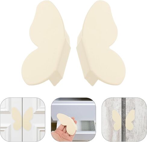 Butterfly Drawer Knobs for Furniture, Cute Cabinet Door Handles, 32mm Hole Spacing, Light Beige Color, 1 Pair for ’s Room Dressers and Cabinets in Kuwait