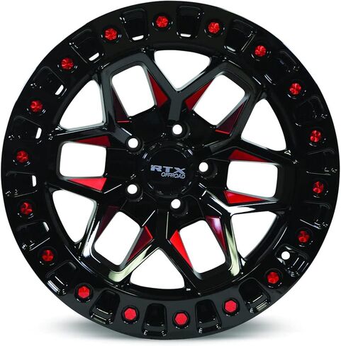 RTX ZION Custom Wheel - 18x9, 0 Offset, 6x139.7 Bolt Pattern, 106.1mm Hub - Black with Milled Red Accents Rim in Kuwait