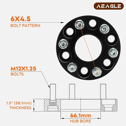 Aeagle 6x4.5 Hubcentric Wheel Adapters, 1.5" 6x114.3 66.1mm Bore for Nissan 2005-2012 Pathfinder, 2005-2023 Frontier, 2005-2015 Xterra, Forged 6 Lug Wheel Spacers with M12x1.25 Studs 4PCS in Saudi Arabia
