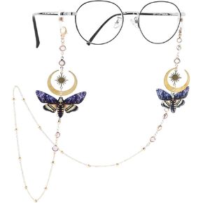 Moth Eyeglass Chain for Women - Butterfly Eyeglasses Holders Around Neck Glasses Lanyard for Mom Sister Friend in Kuwait
