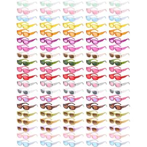 Pibupibu Wholesale 100 Pairs 90s Retro Rectangle Sunglasses Bulk Adults Unisex, Fun Colorful Y2k Glasses Party Favors in Kuwait