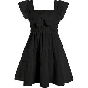 Vogseek 5-12T Girls Dresses for Tweens Square Neck Ruffle Sleeve A Line Swing Dress in Kuwait