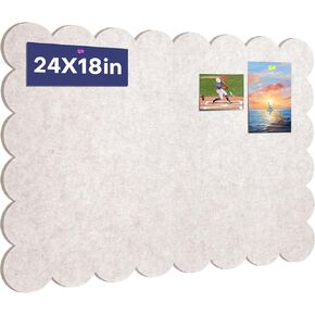 لوحة إعلانات من اللباد الصدفي، لوحة فلين دبوسية مقاس 60.96 × 45.72 سم مع 20 دبوس دفع - بديل الفلين المزخرف للجدار، لوحة صلاة ذاتية اللصق قابلة للطي - دقيق الشوفان in Kuwait