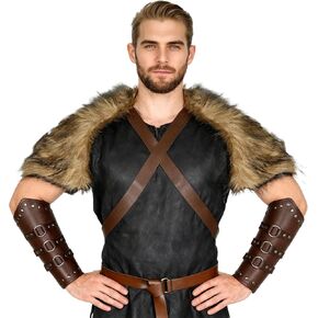 زي شال فرو الفايكنج، إكسسوارات محارب الفايكنج، زي الفايكنج، زي القرون الوسطى، زي عصر النهضة، الهالوين التنكري باللون البني in Kuwait