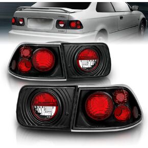مجموعة المصابيح الخلفية البديلة باللون الأسود من AmeriLite لسيارة Honda Civic 96-00 ذات بابين كوبيه فقط - جانب الركاب والسائق in Kuwait