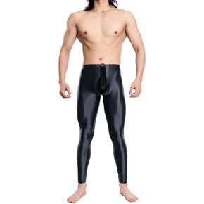 سراويل ضيقة لامعة وحريرية للرجال، سراويل ناعمة من النايلون القابل للتمدد، جوارب طويلة عالية الارتفاع in Kuwait