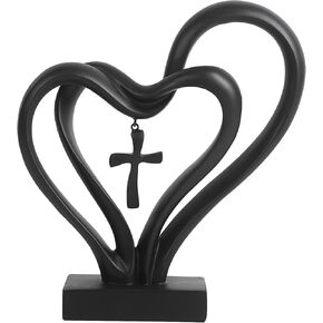 DreamsEden Romantic Wedding for Couples - Resin Sculpture of Two Hearts and Cross, 1st, 6th to 60th Anniversary Wedding Gifts for Her and Him in Kuwait