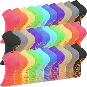 30 Pairs Non Slip Socks Non Skid Socks with Grips Colorful Non Slip Ankle Socks for Elderly Yoga Hospital Cushioned Sole Gripper for Men Women, 10 Colors in Kuwait