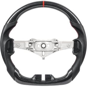 عجلة قيادة من ألياف الكربون من Hydro-Dip لسيارة Jeep Wrangler JK JKU 2011-2017، Sport Sahara Rubicon Willys، شريط أحمر وخياطة مسطحة من الأسفل ومقبض رياضي من الجلد الأسود المثقوب in Kuwait