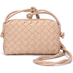 Woven Bag For Women Clutch Purse, Small Vegan Leather Shoulderbag in Saudi Arabia