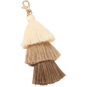 Colorful Layered Tassel Keychain Bohemian Statement Handbag Charms Tiered Tassel Big KeyRing for Women in Kuwait