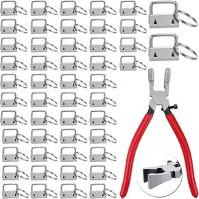 50pcs Key Fob Hardware Set, Lanyard Key Fob Hardware 1 Inch with Keys Fobs Pliers Tool for Keychain,and Wristlet with Split Ring Clamp Hardwares Supplies,wristlet keychain in Kuwait