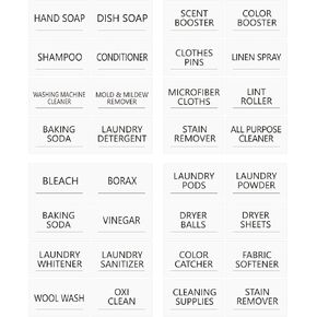 32PCS Minimalist Laundry Room Labels, Transparent PVC Waterproof Stickers with Black Print for Jars, Spray Bottles & Detergent Dispensers, Preprinted Organization Labels Set (Clear, 2.8" x 1.7") in Kuwait