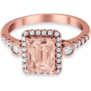 Blue Apple Co. Halo Emerald Cut Wedding Engagement Bridal Promise Ring 925 Sterling Silver Chooe Color in Saudi Arabia