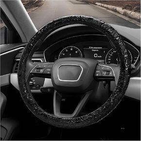 Sun Walker Leather Car Steering Wheel Cover, 15" Anti-Slip Crocodile Pattern Wheel Protector with Rose Grain, Comfortable Grip Steering Wheel Protector Universal for Cars SUVs Trucks (Brown) in Kuwait