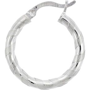 3mm Tube Sterling Silver Diamond Cut Hoop Earrings for Women assorted designs 20mm-45mm Italy in Saudi Arabia
