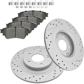 Rear Drilled & Slotted Disc Brake Rotors and Ceramic Brake Pads kit for 2017-2022 Mitsubishi Outlander, 2018-2022 Eclipse in Kuwait
