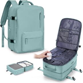 حقيبة ظهر WONHOX بختم فراغ للسفر مع مضخة هواء مضغوطة، حقيبة شخصية لحملها على متن الطائرة، حقيبة نهارية معتمدة للكمبيوتر المحمول، تخزين حقائب الكمبيوتر المحمول مع نظام تفريغ الهواء، حقيبة سفر للنساء والرجال باللون الأزرق in Kuwait