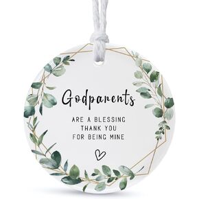 هدايا الحلي للعرابين 2026، شكرًا لكونك هديتي للآباء في القانون، هدايا من Godchild، تذكار حلية خزفية مستديرة، طباعة على الوجهين مع شريط وصندوق هدايا (2.9 بوصة) in Kuwait