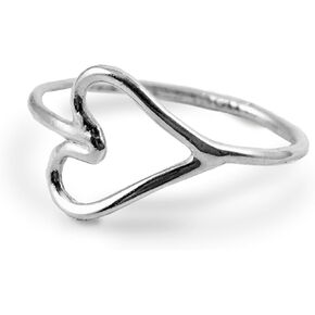 Open Heart Shaped Midi Knuckle Ring, Sterling Silver 925 Smooth Polished Finish, Handmade Gift Set in Kuwait