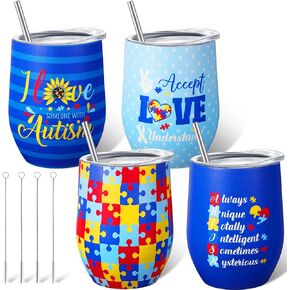 Zopeal 4 Pieces Valentine's Day Gifts for Women Heart Coffee Cups Anniversary Birthday Gifts for Girlfriend Wife 12 oz Wine Tumblers Double Wall Insulated Water Bottle with Straws Lids Brushes in Kuwait