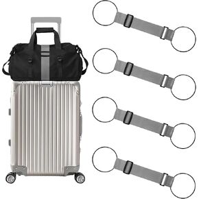 2 Pack Adjustable Luggage Straps for Add a Bag, Bungees Elastic Belt to Connect Suitcases, Luggage Connector Straps for Travel Essentials, Luggage Accessories Fastening Bag Strap - Black in Kuwait