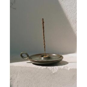 حامل بخور أخضر لامع من Klin-Transformation Glaze، مصنوع يدويًا من السيراميك بألوان متدفقة فريدة ومقبض للمريمية وبالو سانتو، جيد للتأمل وهدية اليوغا in Kuwait