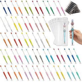 180 Pcs DIY Beadable Pen Kit – 60 Pens, 60 Refills & 60 Gift Bags – Beads Not Included – Multicolor Craft Supplies for Office, Teachers & DIY Projects in Kuwait