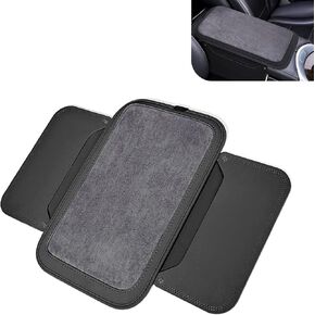 Car Center Console Cover, Leather Suede Comfort Armrest Box Protector Pad, Universal Fluffy Multi-functional Vehicle Center Console Protective Pad with Storage Bag, for Most Vehicles (Black) in Kuwait