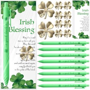 Marspark 20 Sets St. Patrick's Day Gifts Bulk Good Luck Tokens Luck Charms Green Pens and Irish Blessing Poem Cards Irish Party Favors for Family Coworkers Teachers (Golden) in Saudi Arabia