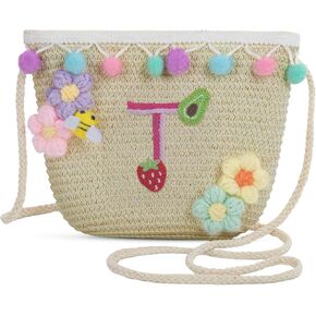 Letter Small Woven Straw Summer Beach Tote Bag for Women 2025,Woven Straw Beach Purse Shoulder Crossbody Bag for Women 2025 in Kuwait