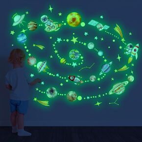 توهج في النجوم المظلمة للسقف | ملصقات حائط من الفينيل قابلة للإزالة من Galaxy Universe المضيئة | ديكور مضيء قابل للتقشير واللصق لغرفة النوم، وغرفة الأطفال، وديكور الحضانة (مجرة النجمة الخضراء والأرجوانية) in Kuwait