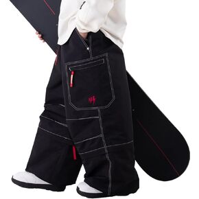 SNOWVERB Women Men 2-in-1 Zip-Off Super Baggy Cargo Snow Pants to 3/4 Shorts Waterproof Streetwear Ski Snowboard Pants in Kuwait