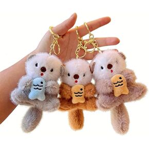 3 قطع من سلسلة مفاتيح قضاعة قطيفة لطيفة مع صديق السمك، حلية حقيبة حيوانات فروية ناعمة، هدية ساحرة قضاعة زغبية للرجال والنساء in Kuwait