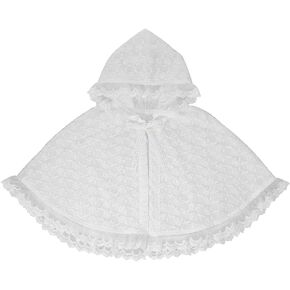 TENDYCOCO Baby Girl Lace Hooded Cloak White Toddler Dress up Cape Double Layer Breathable 0-2 Years Costume in Saudi Arabia