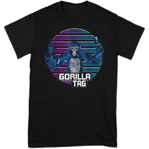 Retro Gaming Graphic Tee - Gorilla Tag Vintage Meme Shirt - Colorful Stripes Unisex Comfort Fit for Gamers in Kuwait