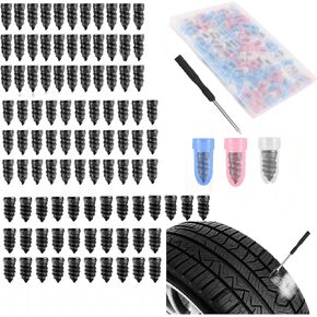 مجموعة سدادات إطارات السيارة 100 قطعة من Turcee، مجموعة سدادات إطارات السيارة المحمولة مع مفك براغي، 3 أحجام من مقابس إطارات السيارات، نوع البراغي كمجموعات إصلاح الإطارات لإصلاحات الخدمة الذاتية المؤقتة in Kuwait