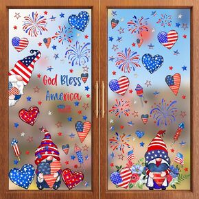 ZAWE 9 أوراق التماثيل الحب قلوب الألعاب النارية أمريكا نجوم الرابع من يوليو نافذة يتمسك يوم الذكرى الوطنية على الوجهين قابلة لإعادة الاستخدام ملصقات نافذة ثابتة لتزيين المنزل والفصول الدراسية in Kuwait